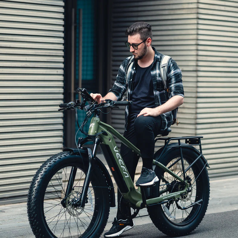 Veefa E1 26'' Step-Over Fat Tire Electric bike - Olive Green