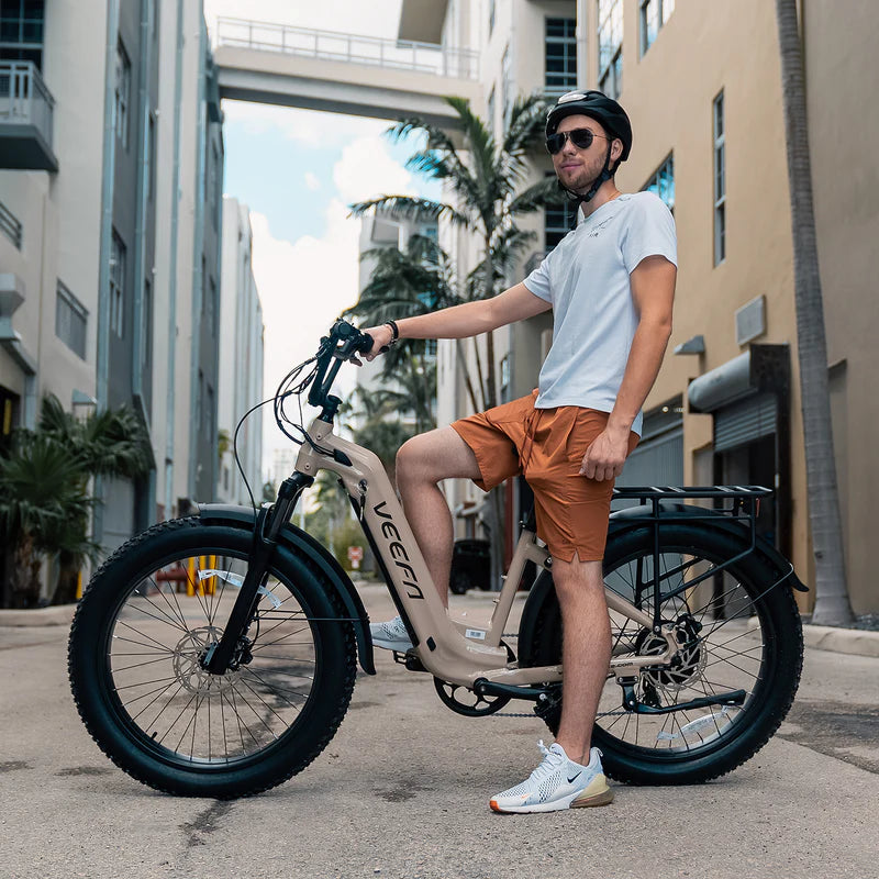 Veefa L1 26'' Step-Thru Fat Tire Electric bike - Dusty Pink