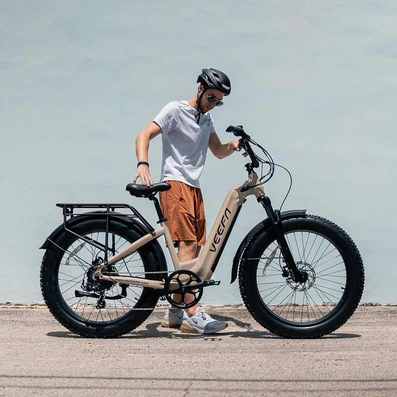 Veefa L1 26'' Step-Thru Fat Tire Electric bike - Dusty Pink